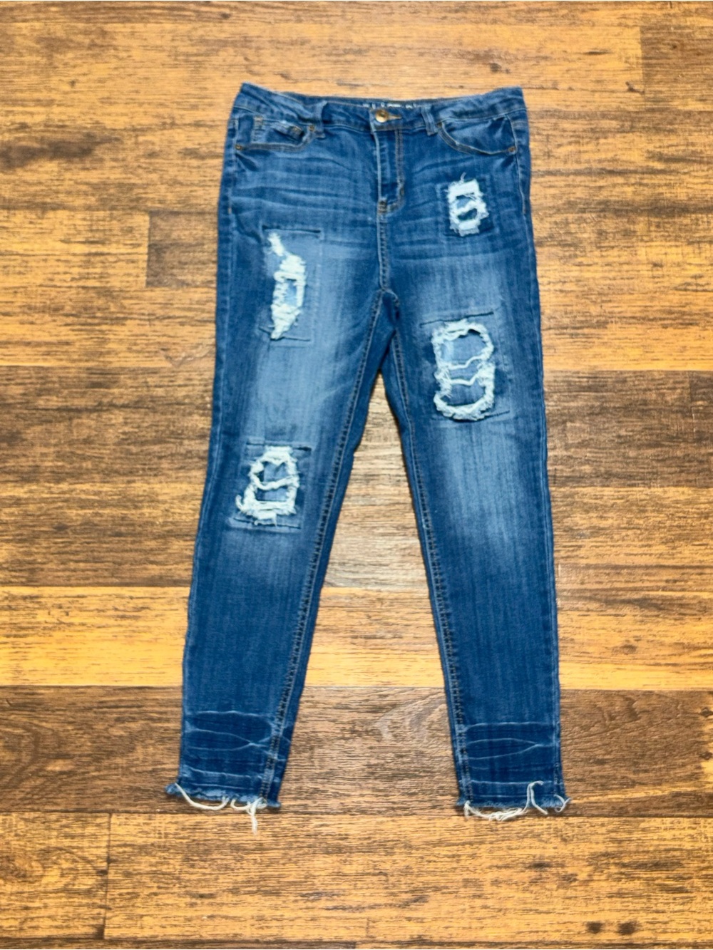 Vanilla Star Distressed Dark Blue Skinny Jeans